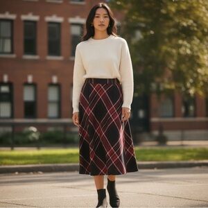 East 5th Plaid A-Line Skirt in Red and Black